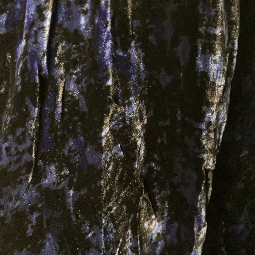 Eileen Fisher Women’s Medium Black & Blue Velvet Silk Rayon Open Front Cardigan - Picture 7 of 7